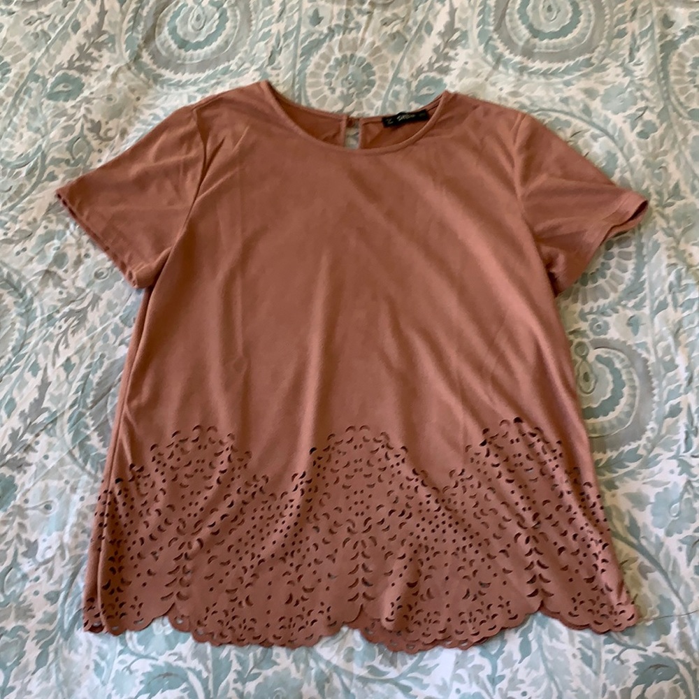 XS Mauve Felt Eyelet Shein Top